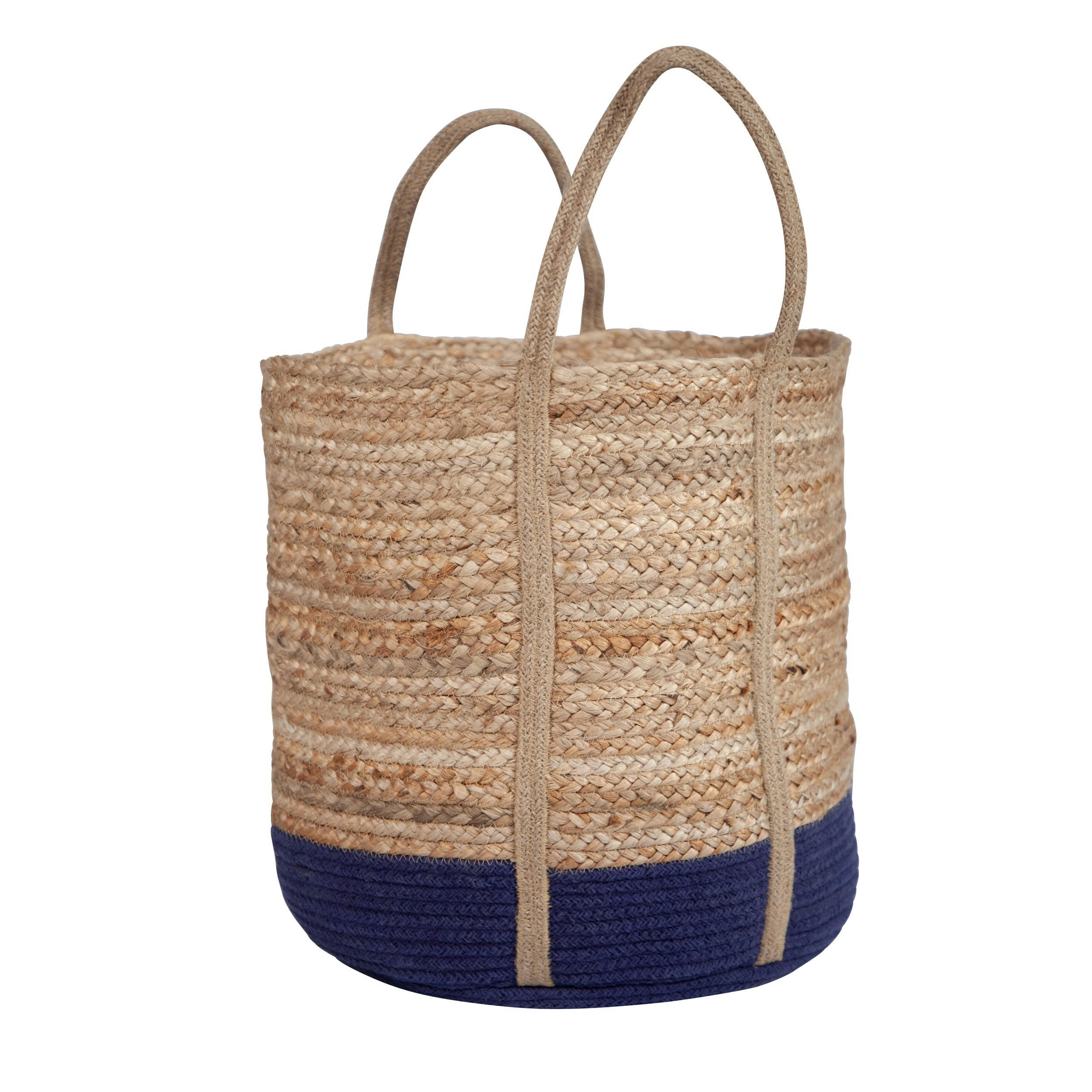 VICKY - Panier en jute naturelle et bleu