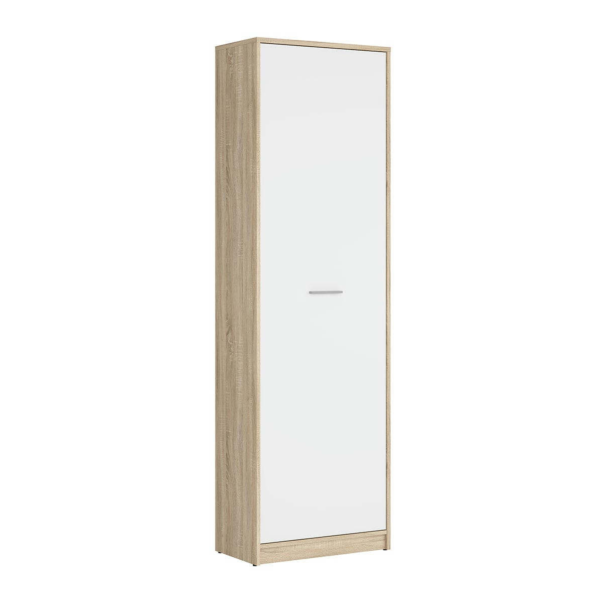 - Armoire colonne 1 porte stratifiés naturel et blanc