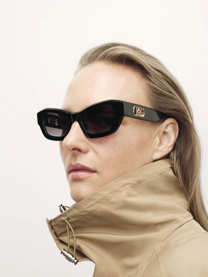 Black glasses with gold monograms