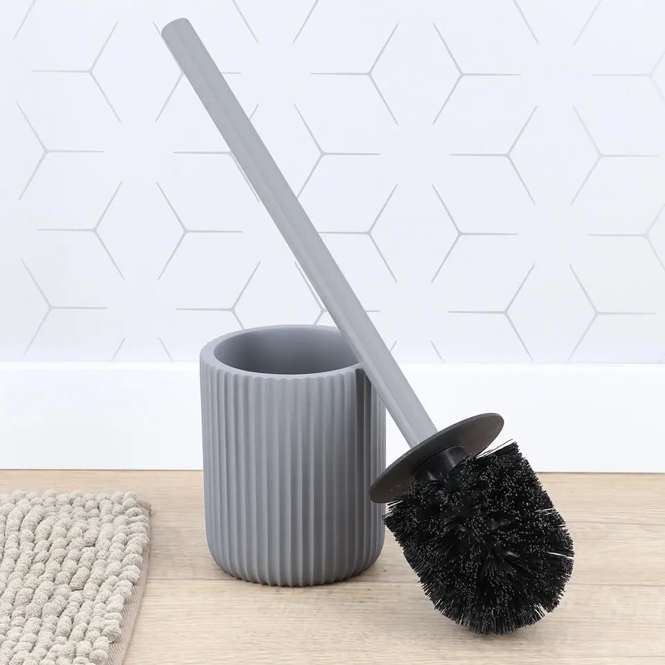 Tendance WC borstel met houder 101 - grijs - geribbeld - 37 cm