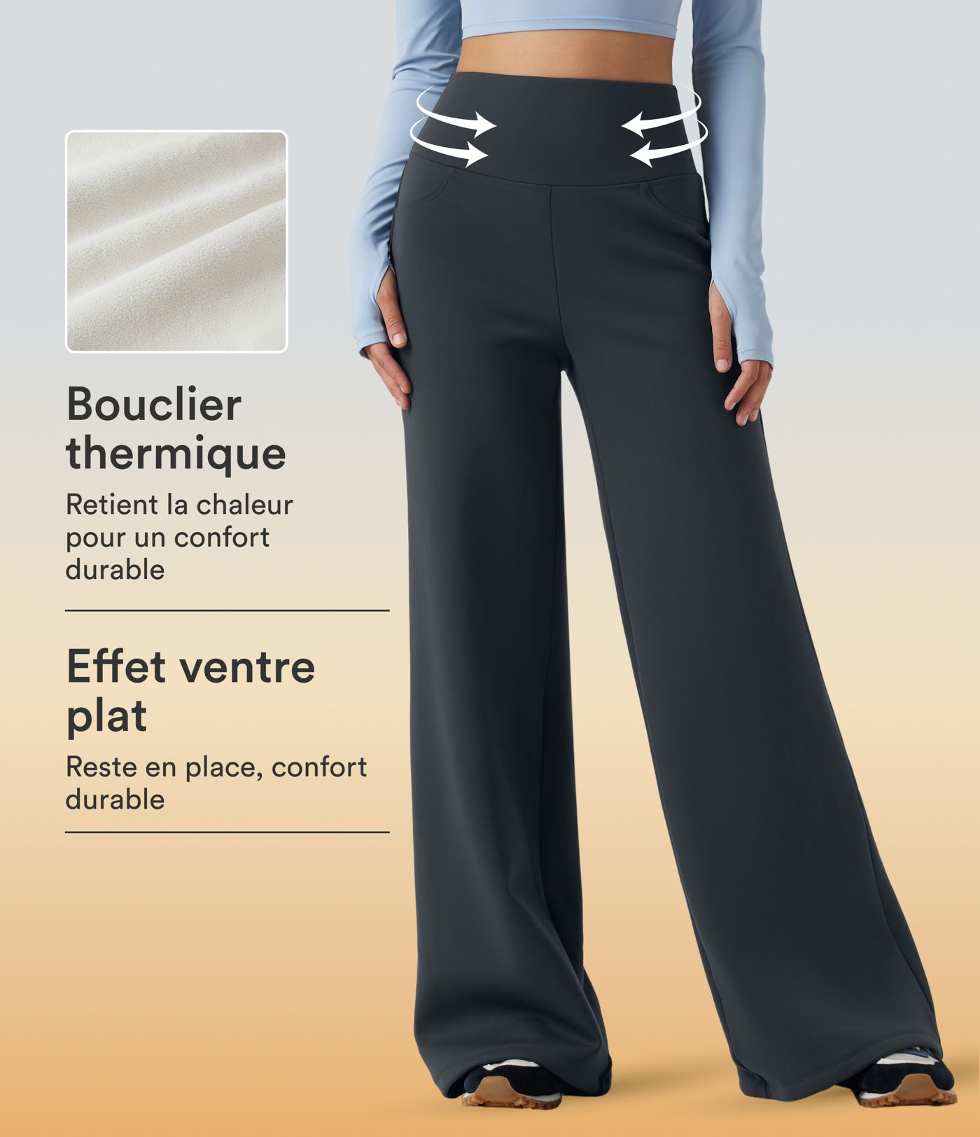 Pantalon de yoga Halara UltraSculpt™ Extra Heat taille haute gainant coupe large avec poches