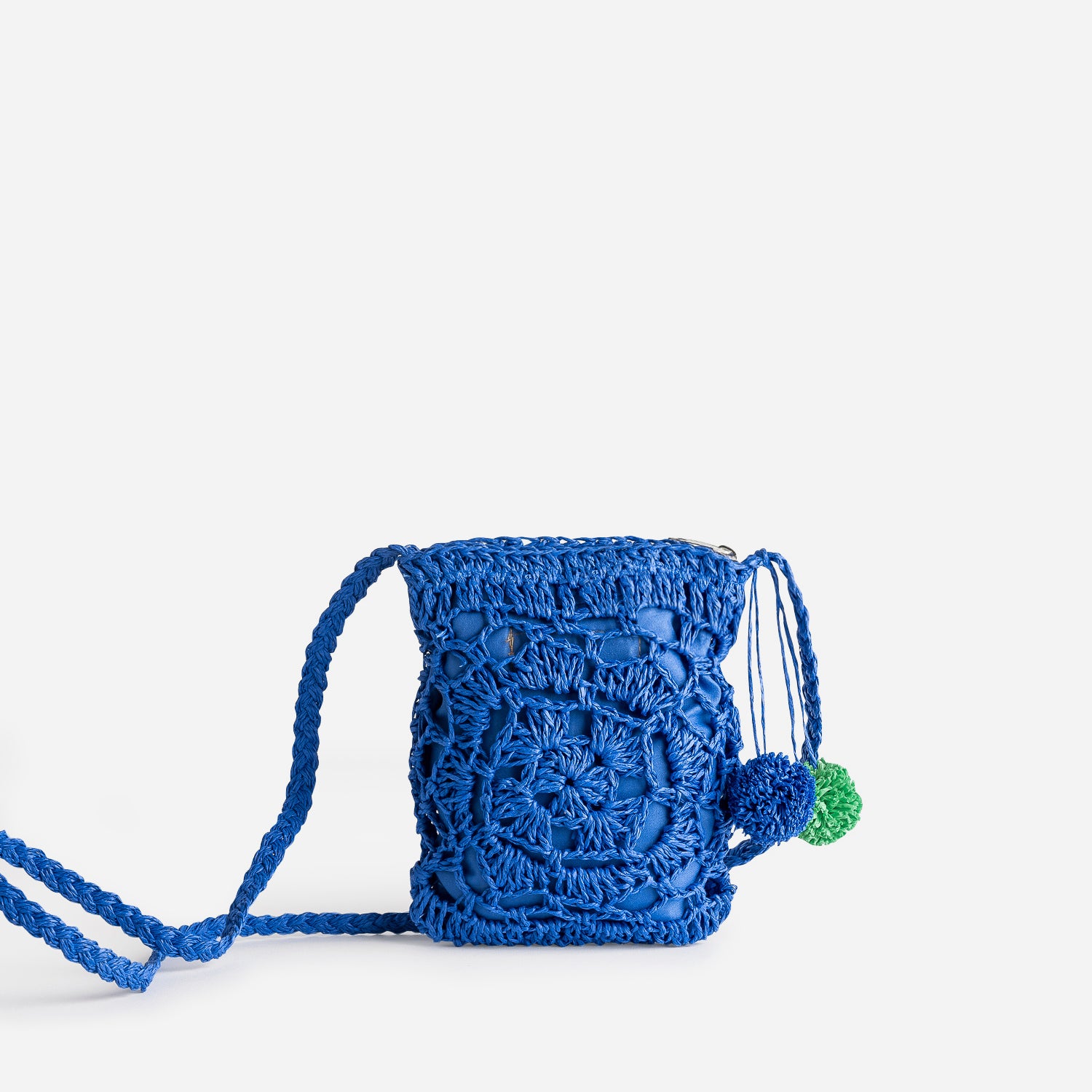 Pochette enfant bleue façon macramé