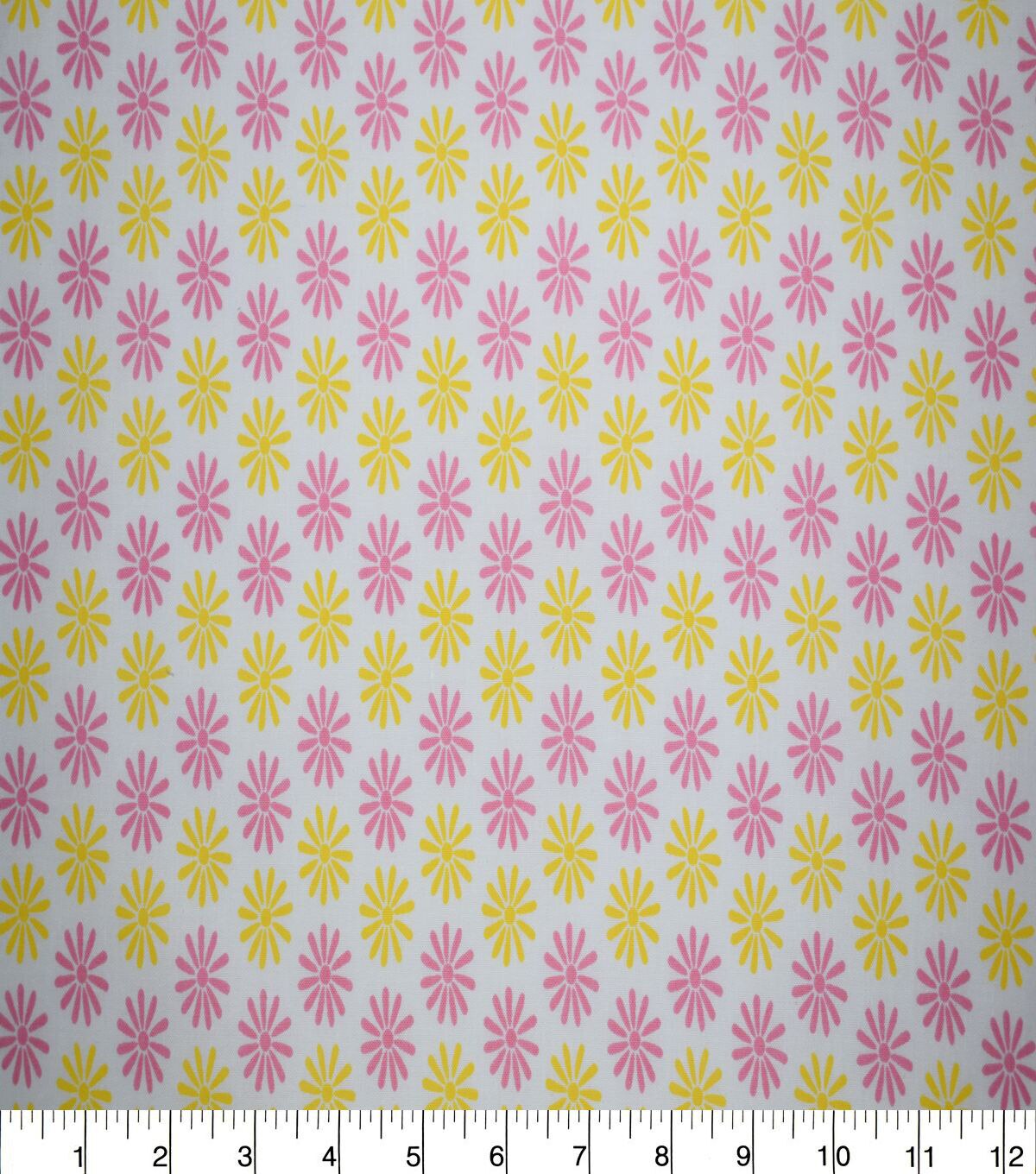 Pink & Yellow Floral Stars Quilt Cotton Fabric by Quilter's Showcase