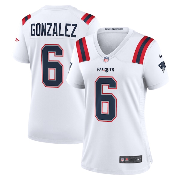 Christian Gonzalez New England Patriots Nike Women's  Game Jersey -  White/Navy/Red