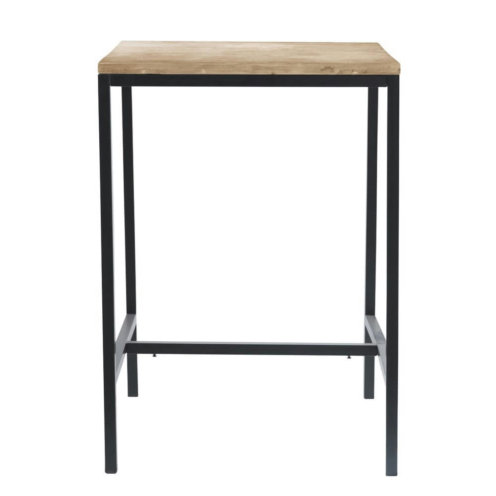 Long Island - Table à manger haute en sapin et métal 2/4 personnes L75