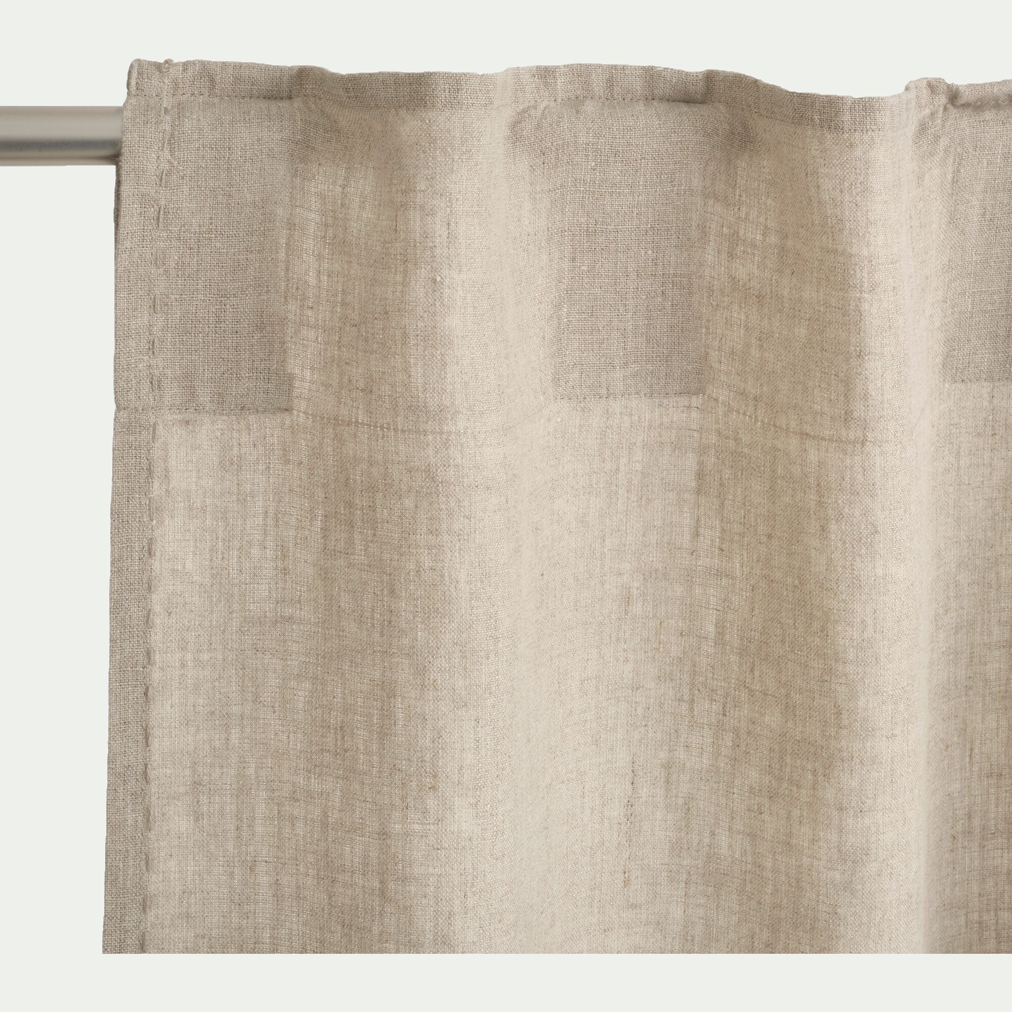 VINON - Rideau à passants cachés en lin lavé finition surpiqure 140x300cm - beige