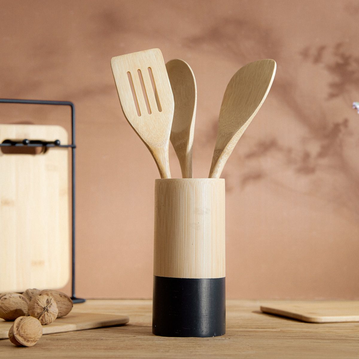 Akcesoria BAMBOU do gotowania z czarnym paskiem, 6 el. 30x6 cm