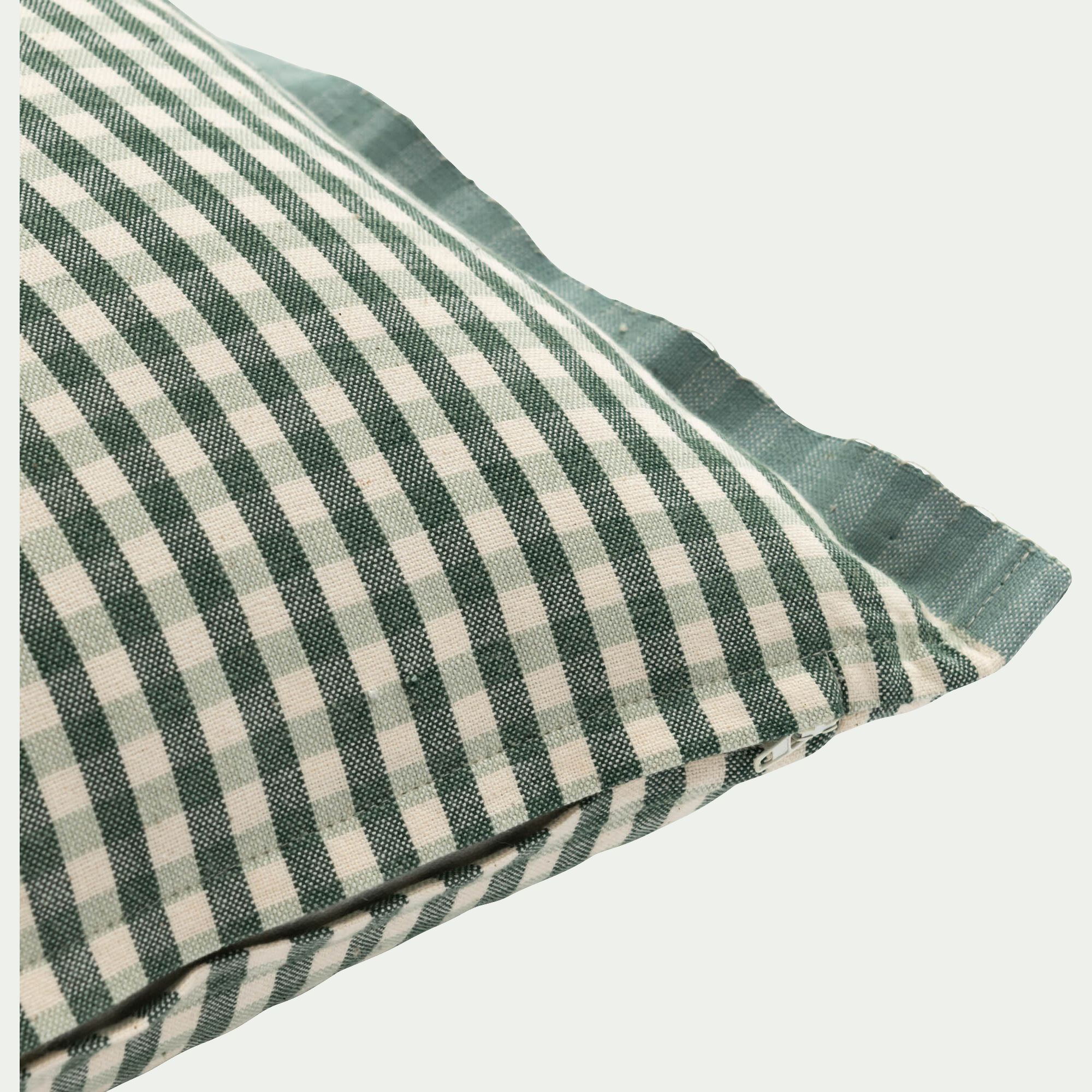 TIANA - Coussin à carreaux en coton finition volant 30x50cm - bleu