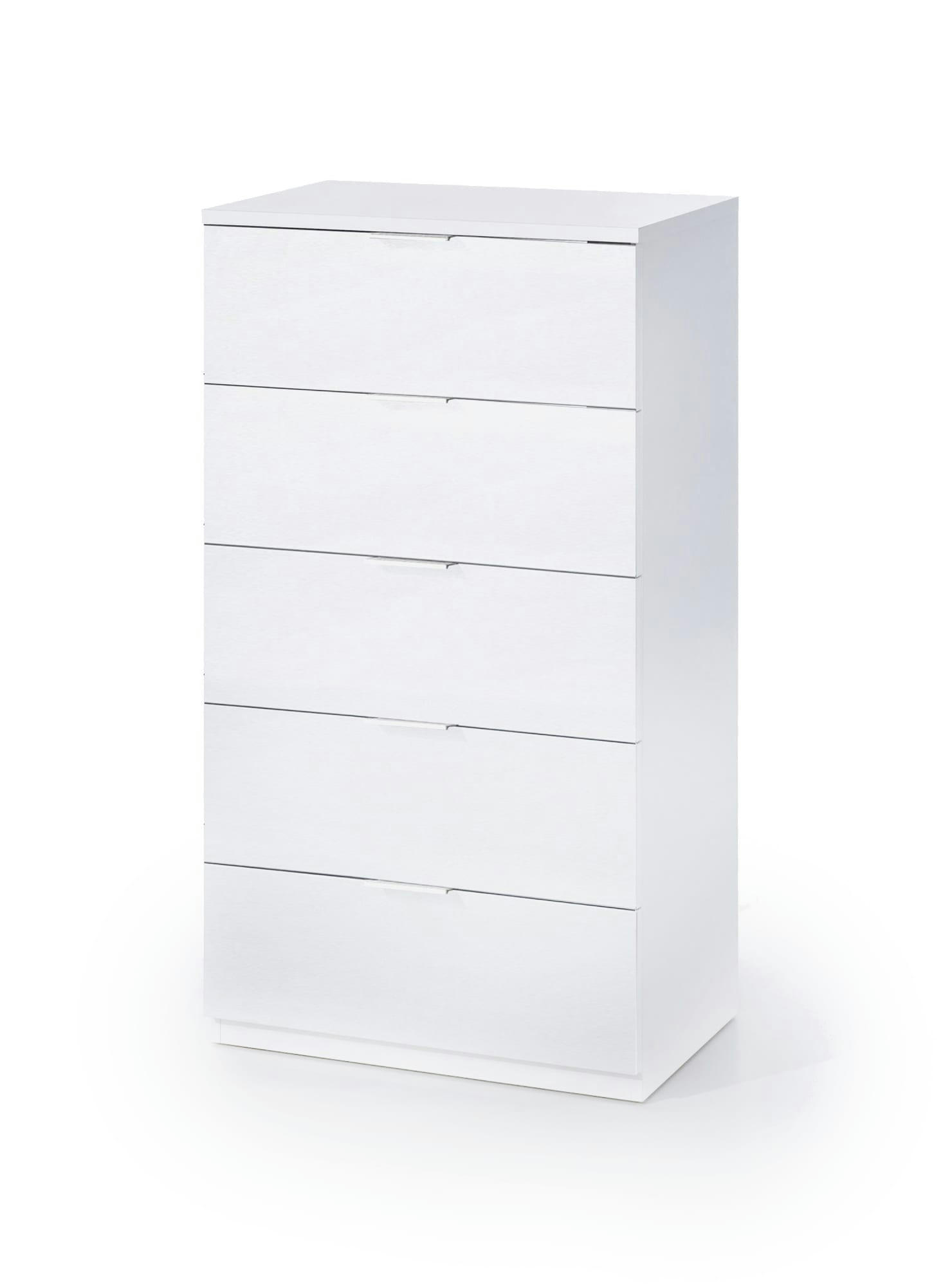 DHVALI - Commode 5 tiroirs effet bois blanc
