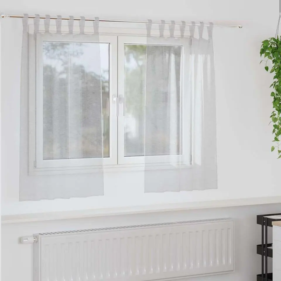 vidaXL Vitrages met lussen - Lichtgrijs - Polyester - 140x140 cm - Set van 2