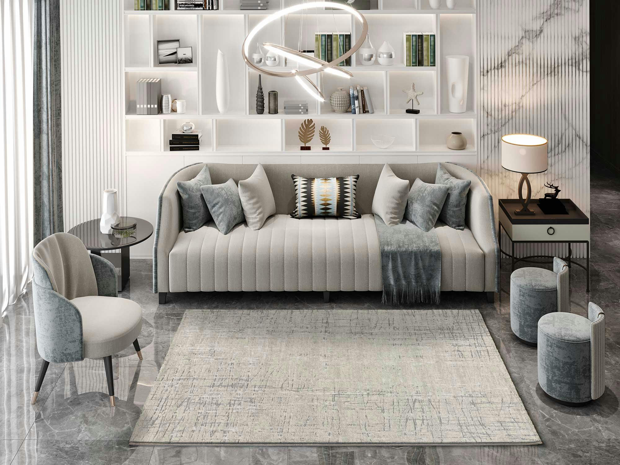 SENSATION - Tapis abstrait avec textures dans les tons gris, 200x290 cm