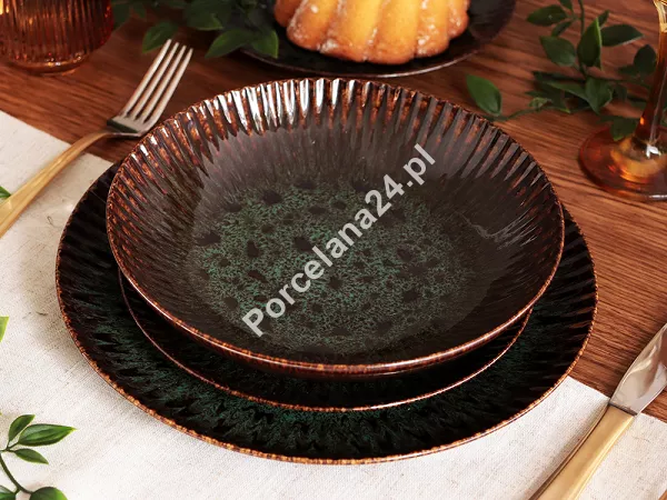 Komplet talerzy na 6 osób (18 el.) Lubiana - Stoneware Jade