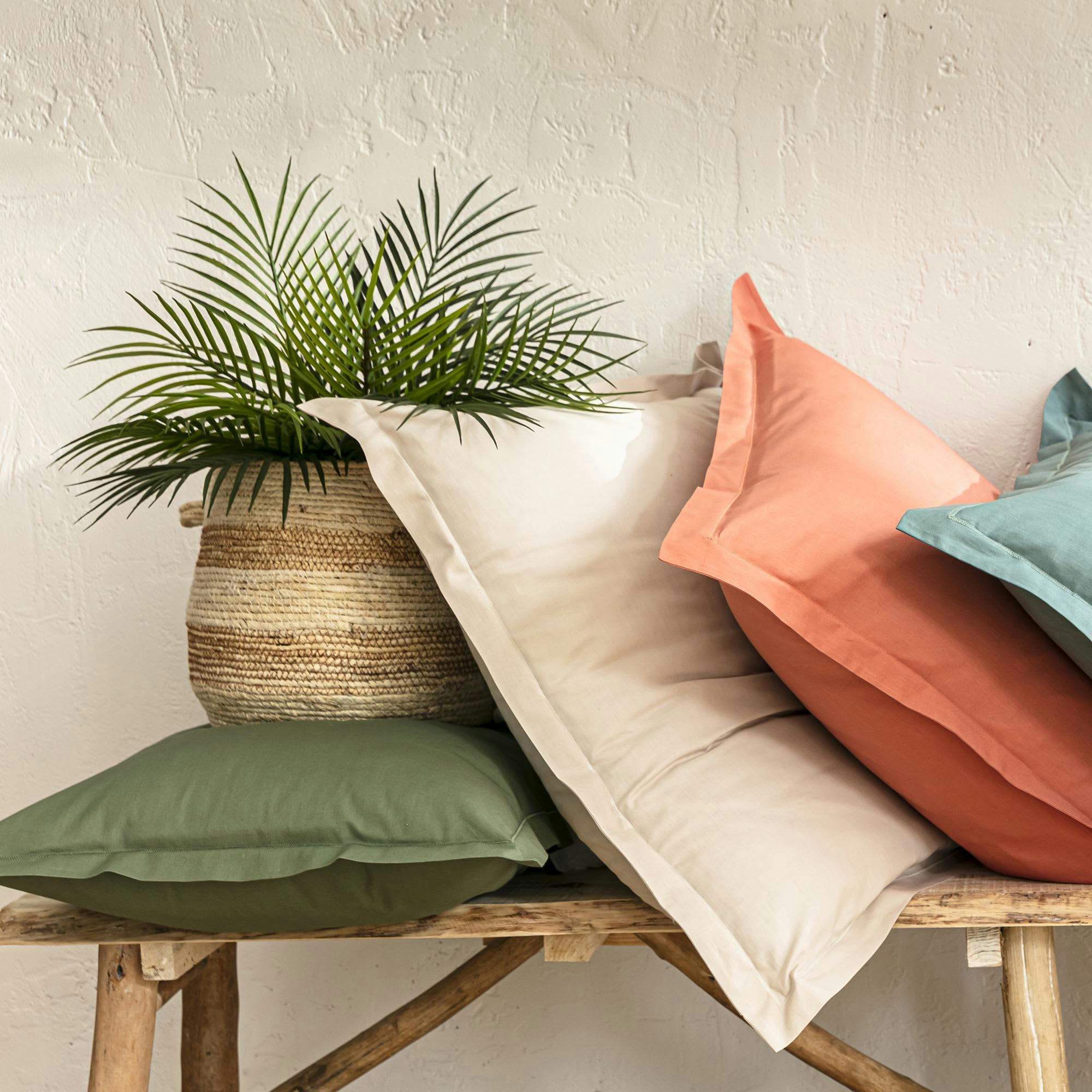 COTON UNI LAURÉAT - Housse de couette 200x200 vert lichen en coton