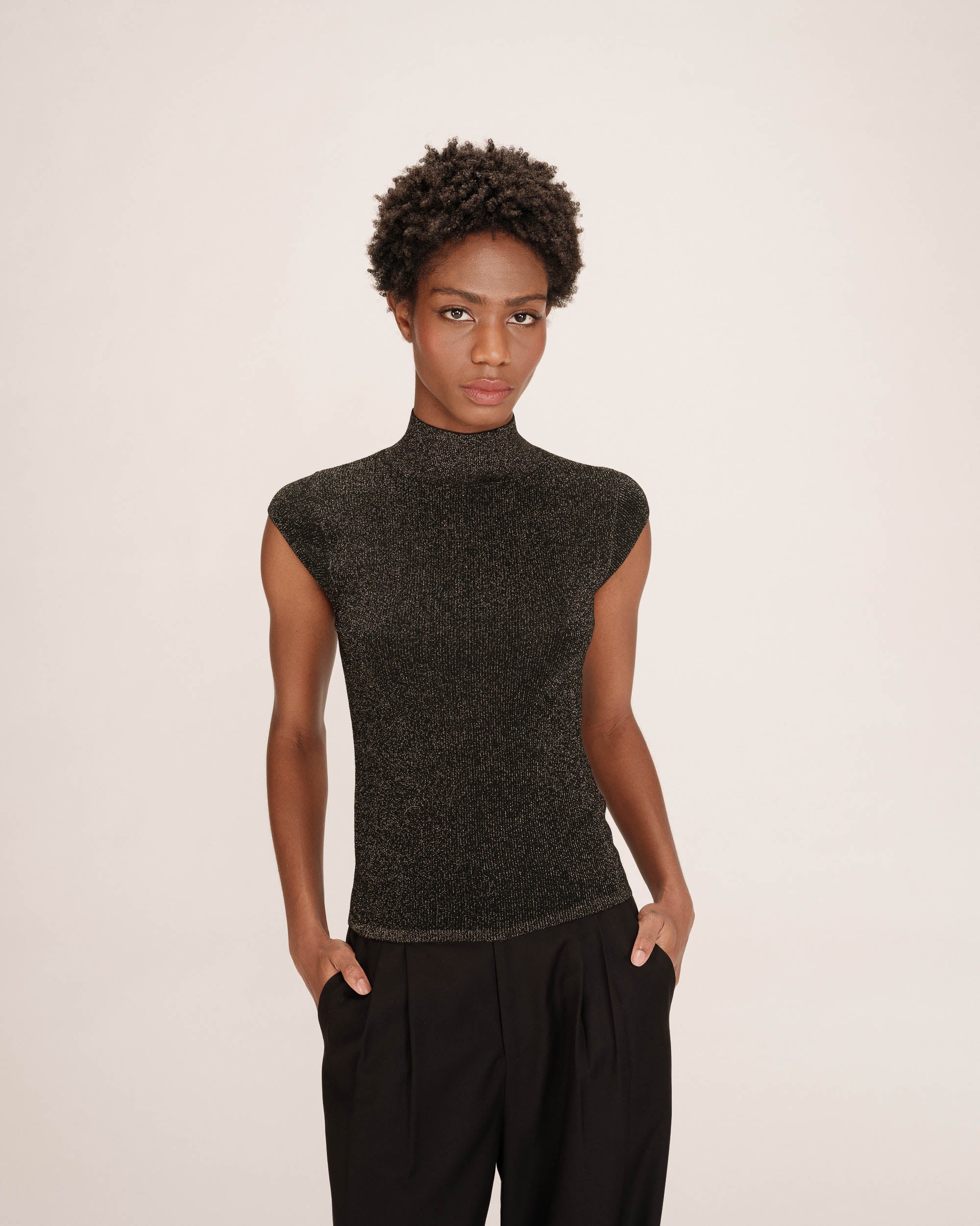 Top en lurex col montant or Talisman