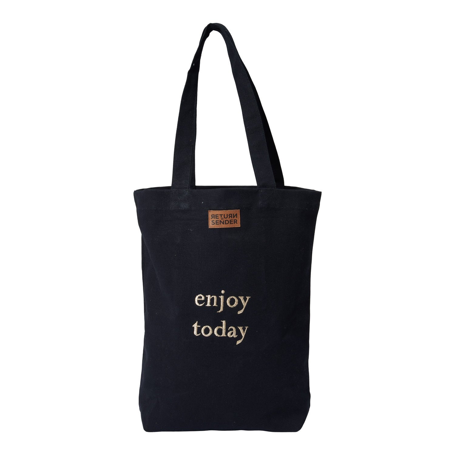 Return to Sender Canvas tas met goud geborduurde letters 