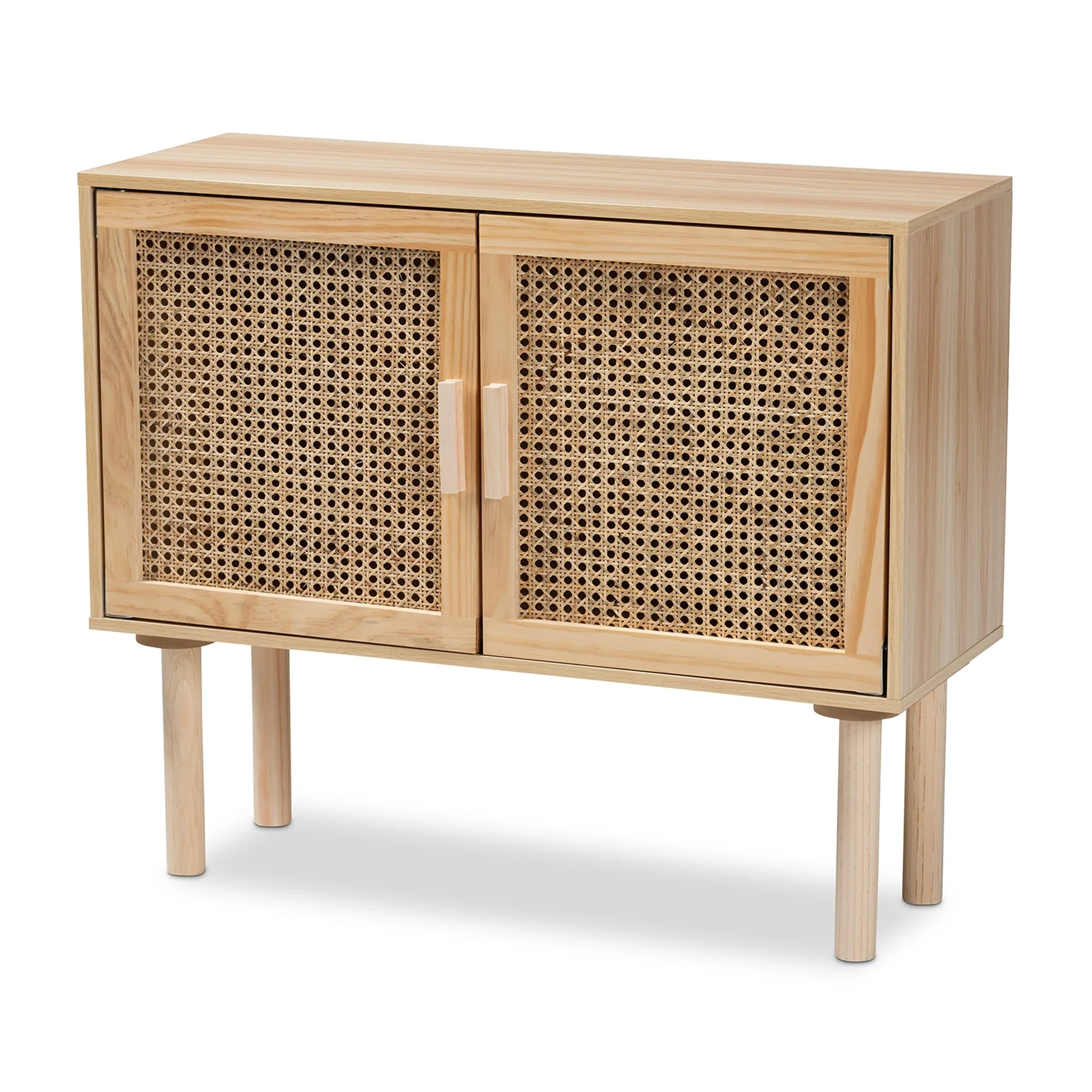 Maclean Mid-Century Modern Rattan and Wood Sideboard Buffet