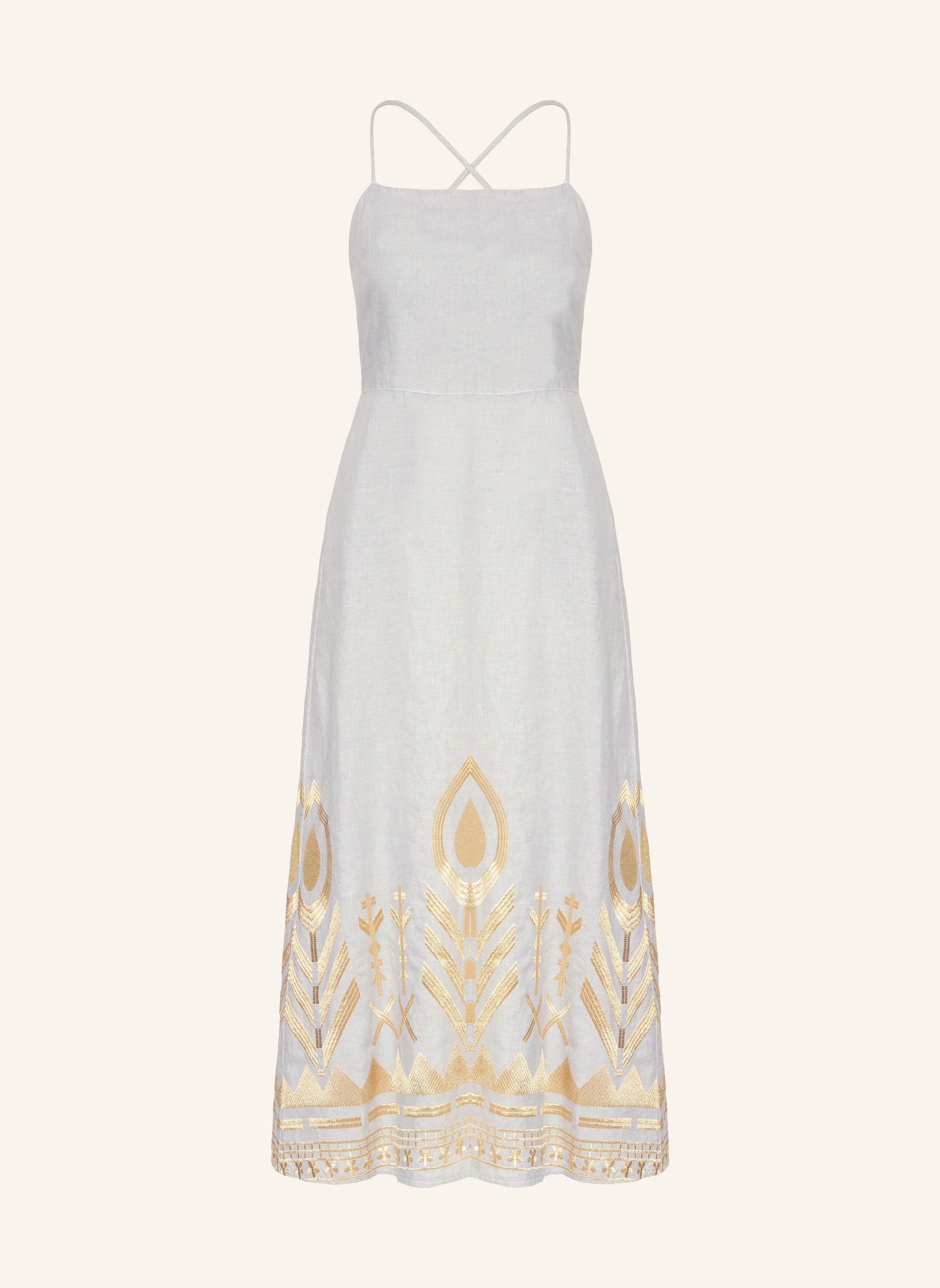 Greek Archaic Kori Strandkleid FEATHER aus Leinen mit Glitzergarn