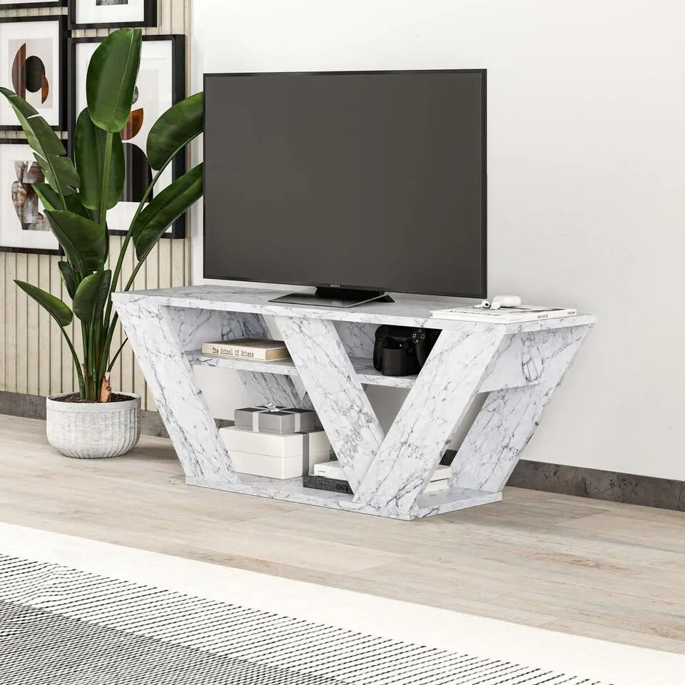 PIPRALLA Meubel TV 3 planken - Wit - 30x110x40 cm