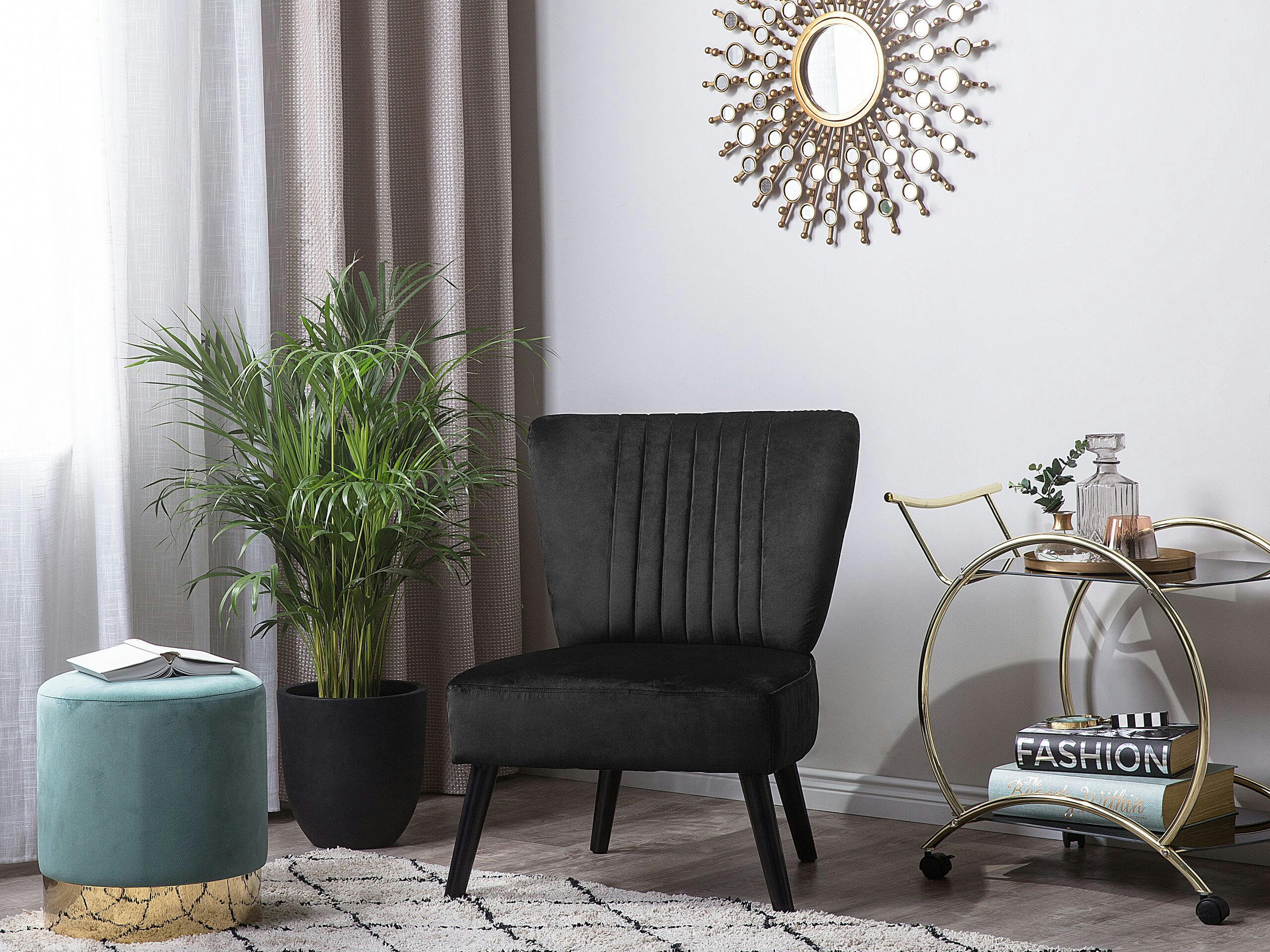 VAASA - Fauteuil en velours noir