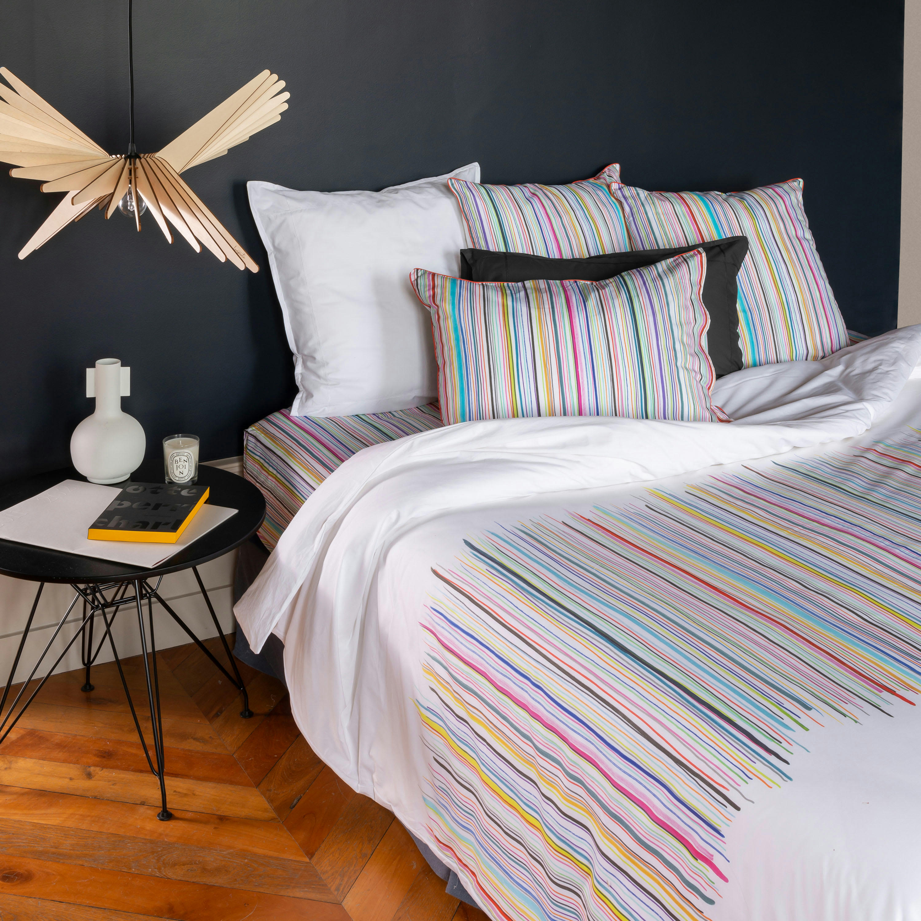 RECIF - Housse de couette réversible percale de coton  blanc 200x200