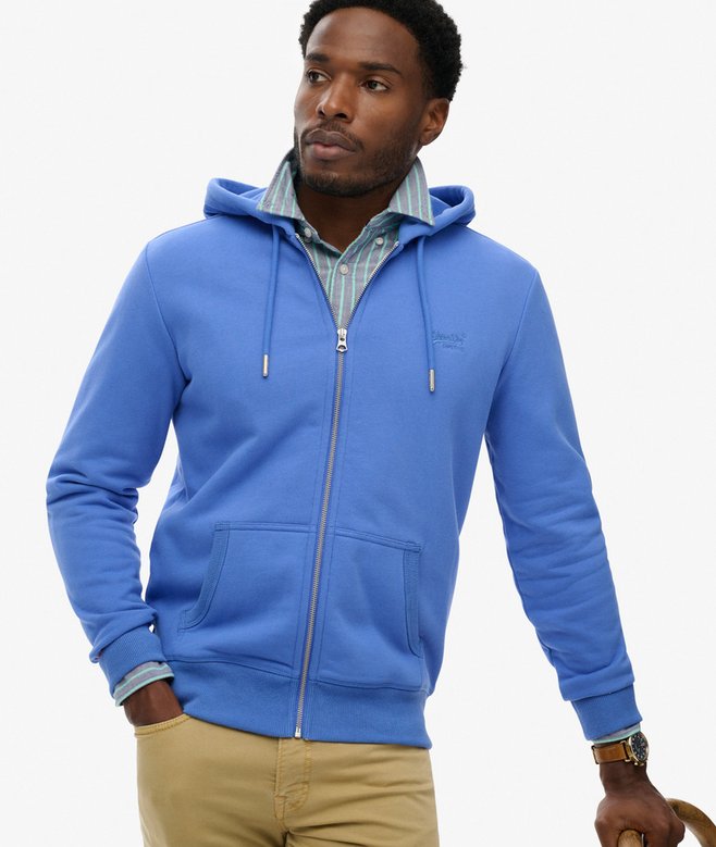 Essential Logo Zip Hoodie Half Brushed