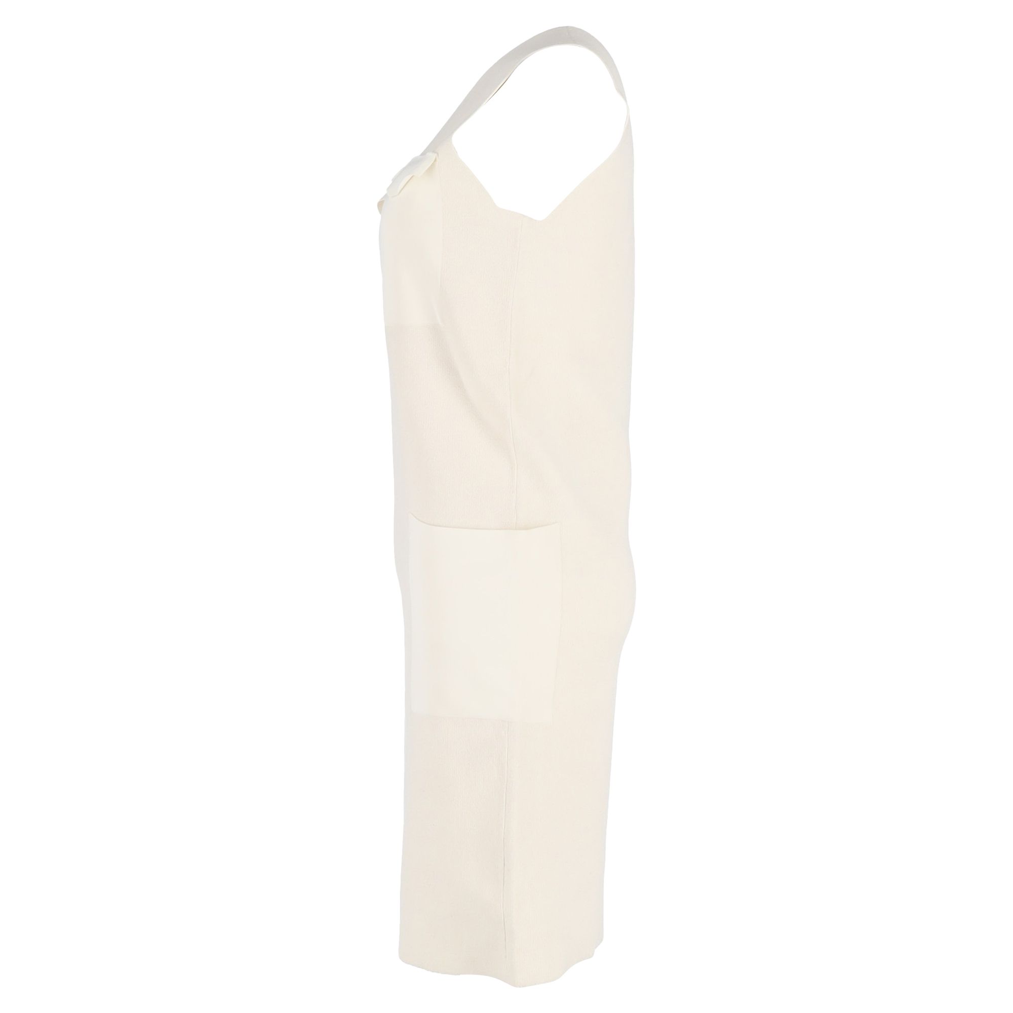 Celine Preloved Four-Pocket Sleeveless Midi Dress in Cream Viscose