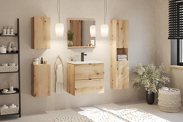 Meuble haut de salle de bain à suspendre NOVA OAK 20 x 57 cm
