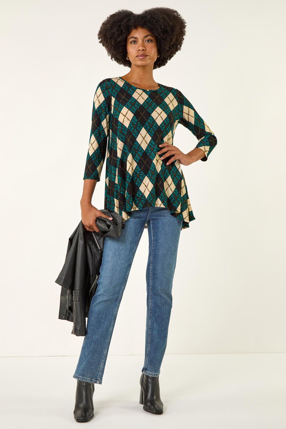 Roman Jacquard Stretch Tunic Top