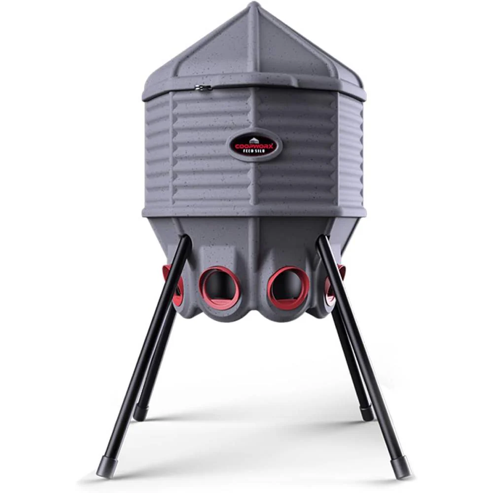 80lb Poultry Feeder, Adjustable Height, UV Stable, Weather Resistant, 8 Ports, Made in USA
