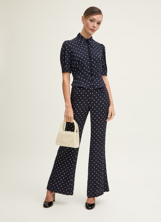 Elsie Spring Navy & Birch Polka Dot Blouse