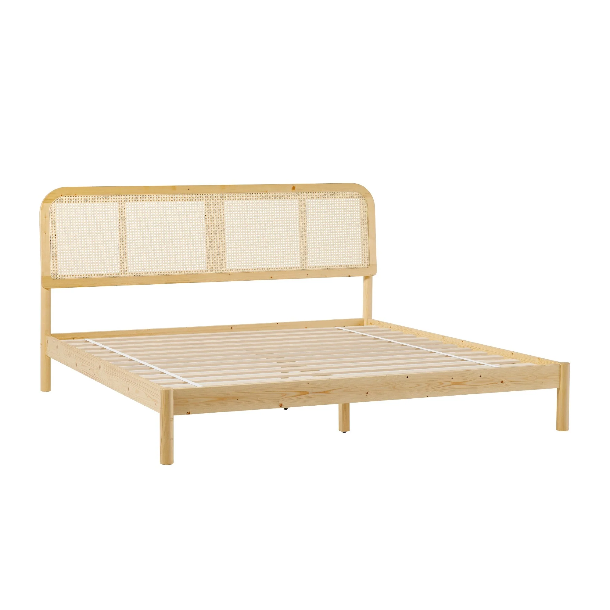 Middlebrook Boho Curved Rattan Headboard King Bedframe