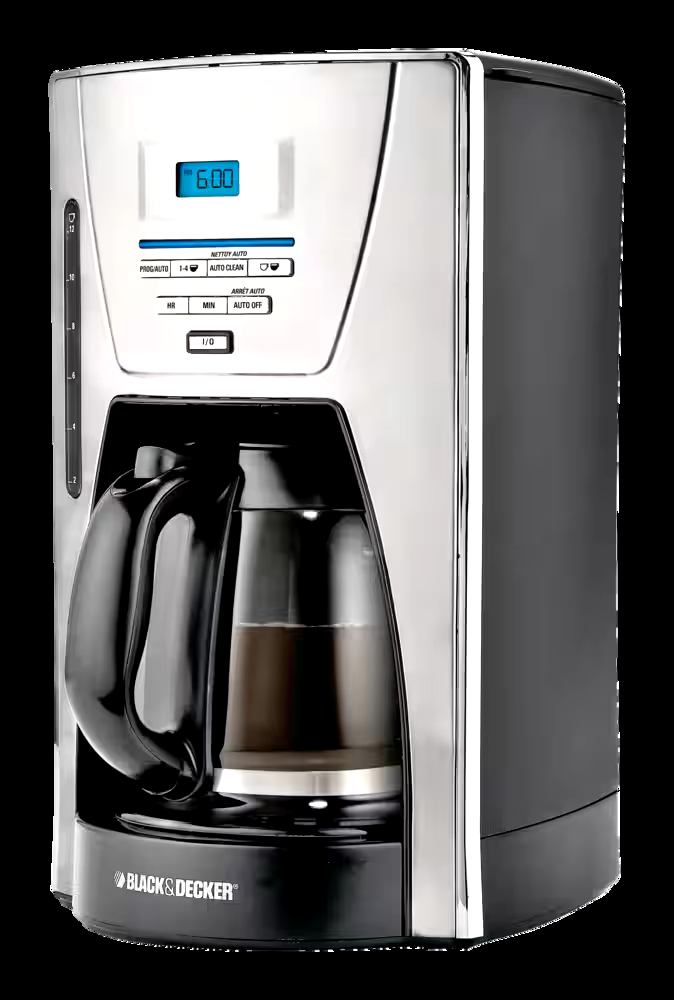 Black & Decker Kitchen Tools Coffee Maker w/ Glass Carafe, Stainless Steel, 12 Cups