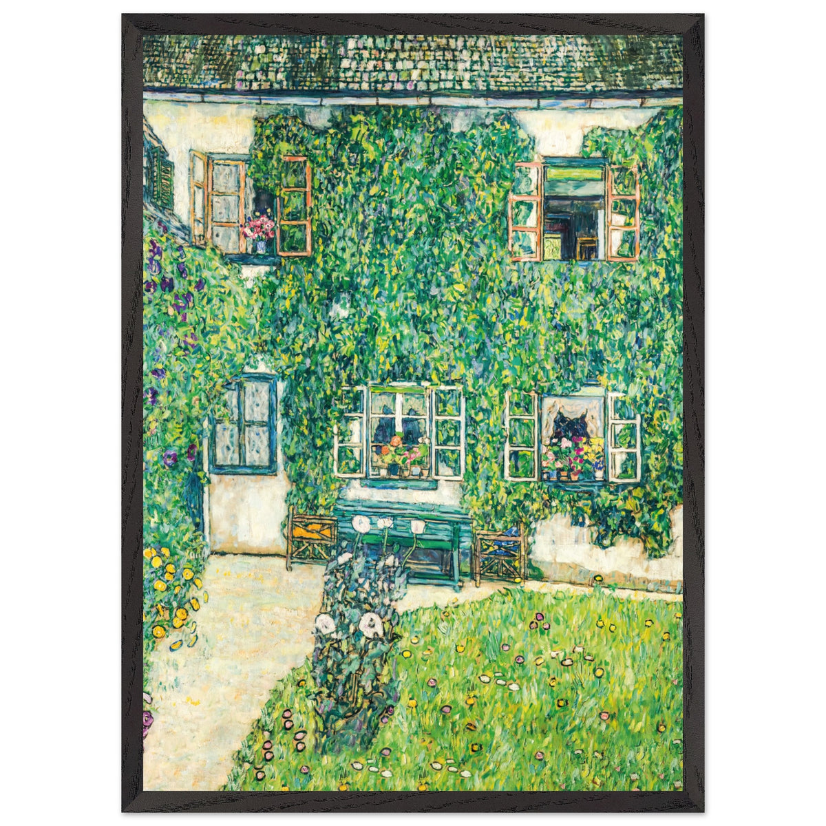 Artfulprints Poster met Lijst Gustav Klimt - The house of Guardaboschi  - 50x70 cm - Groen