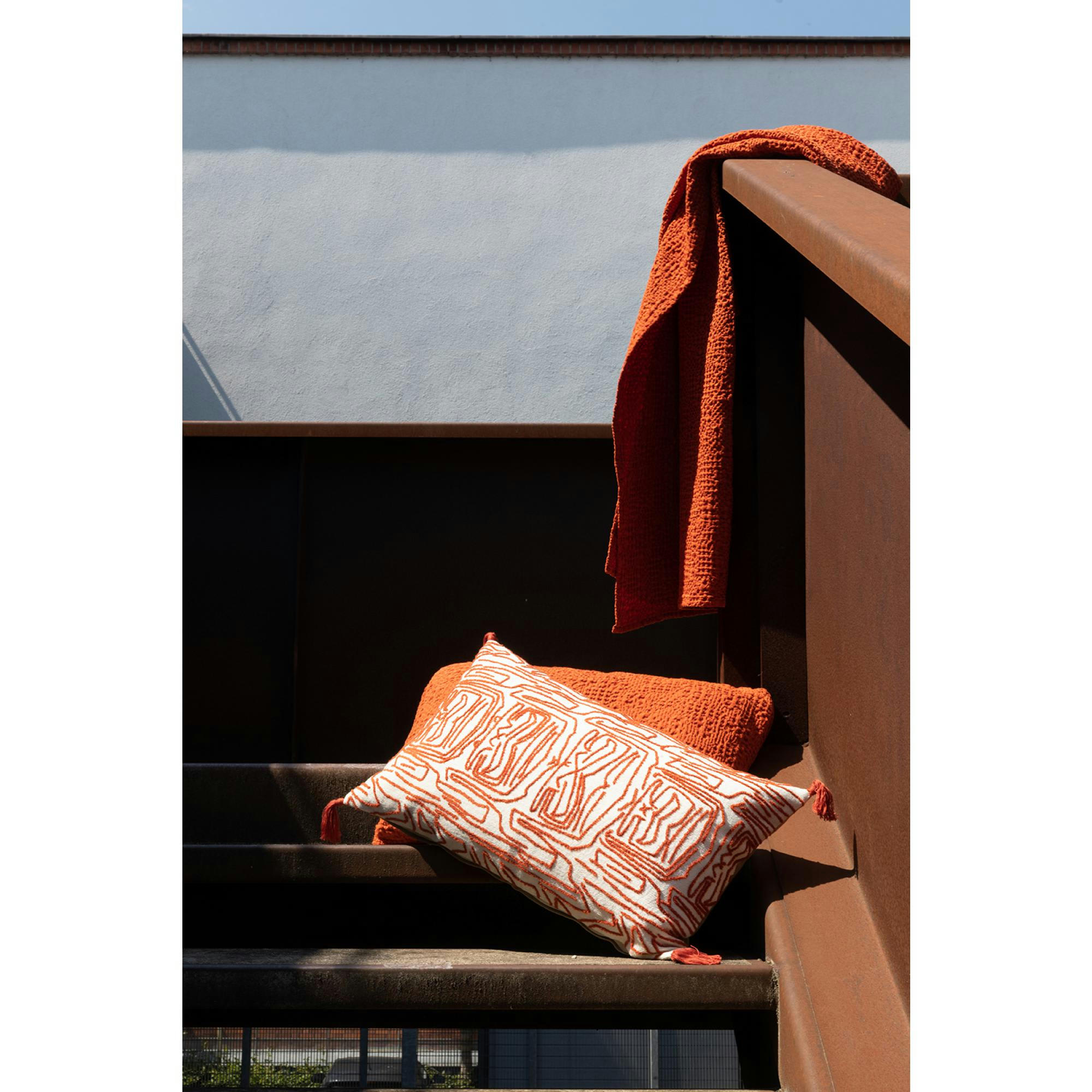 TANA - Jeté stonewashed  en coton rooibos 180 x 260