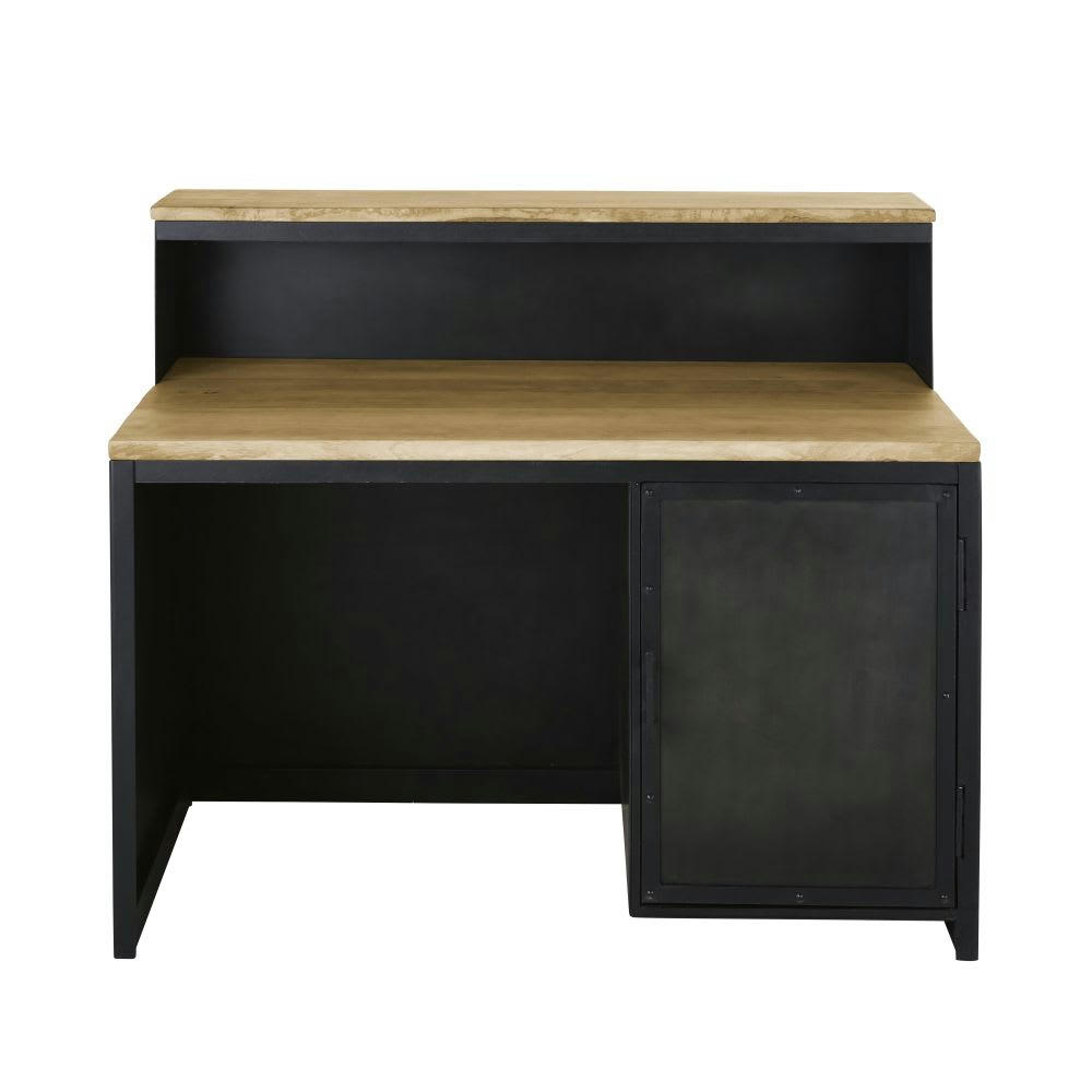 Leyton Business - Comptoir professionnel en métal et manguier massif