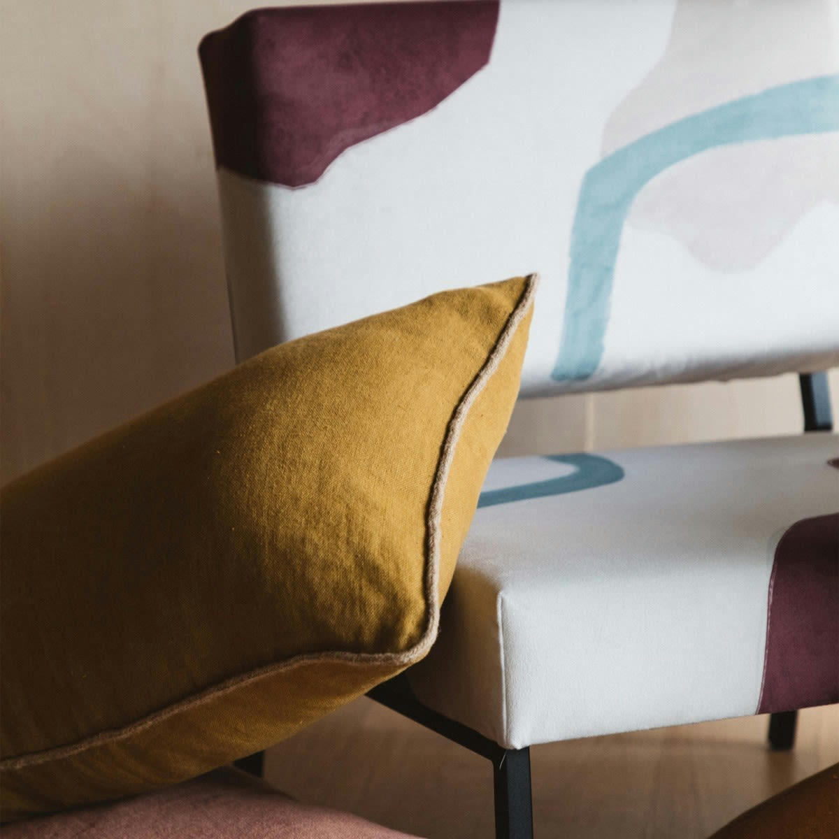 SMALA - Housse de coussin en lin jaune 40x65