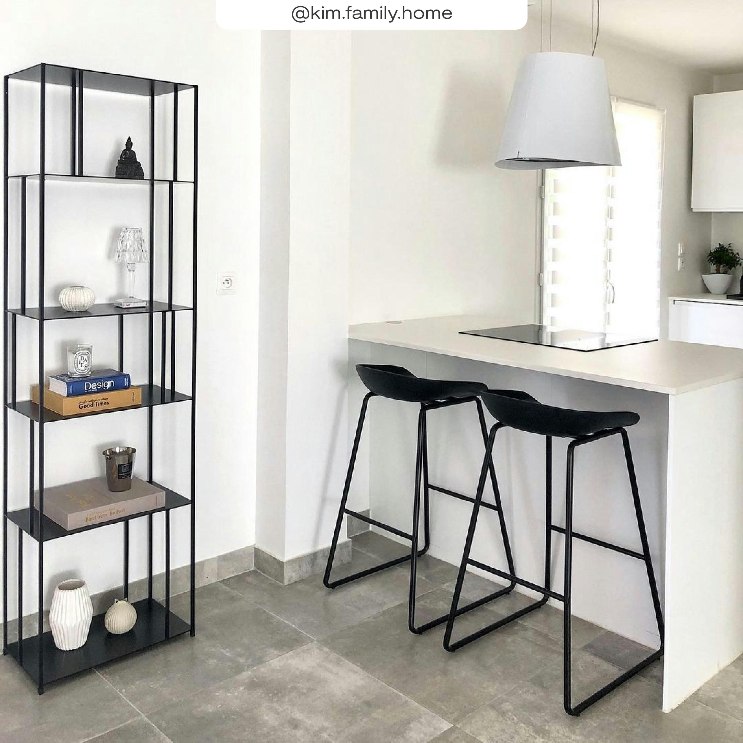 YOSHI - Chaise de bar mi-hauteur noire H65cm (lot de 2)