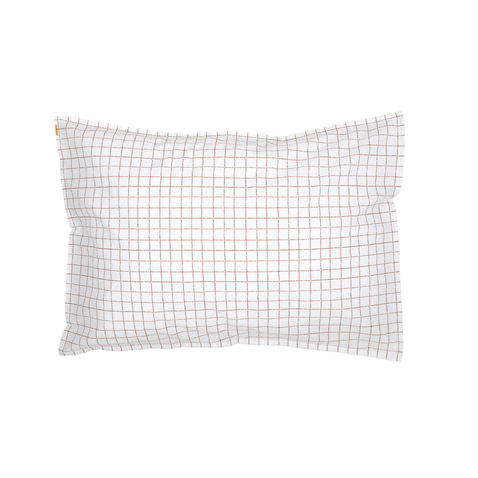 - Taie d'oreiller en percale de coton bio à carreaux - rouille 50x70 cm