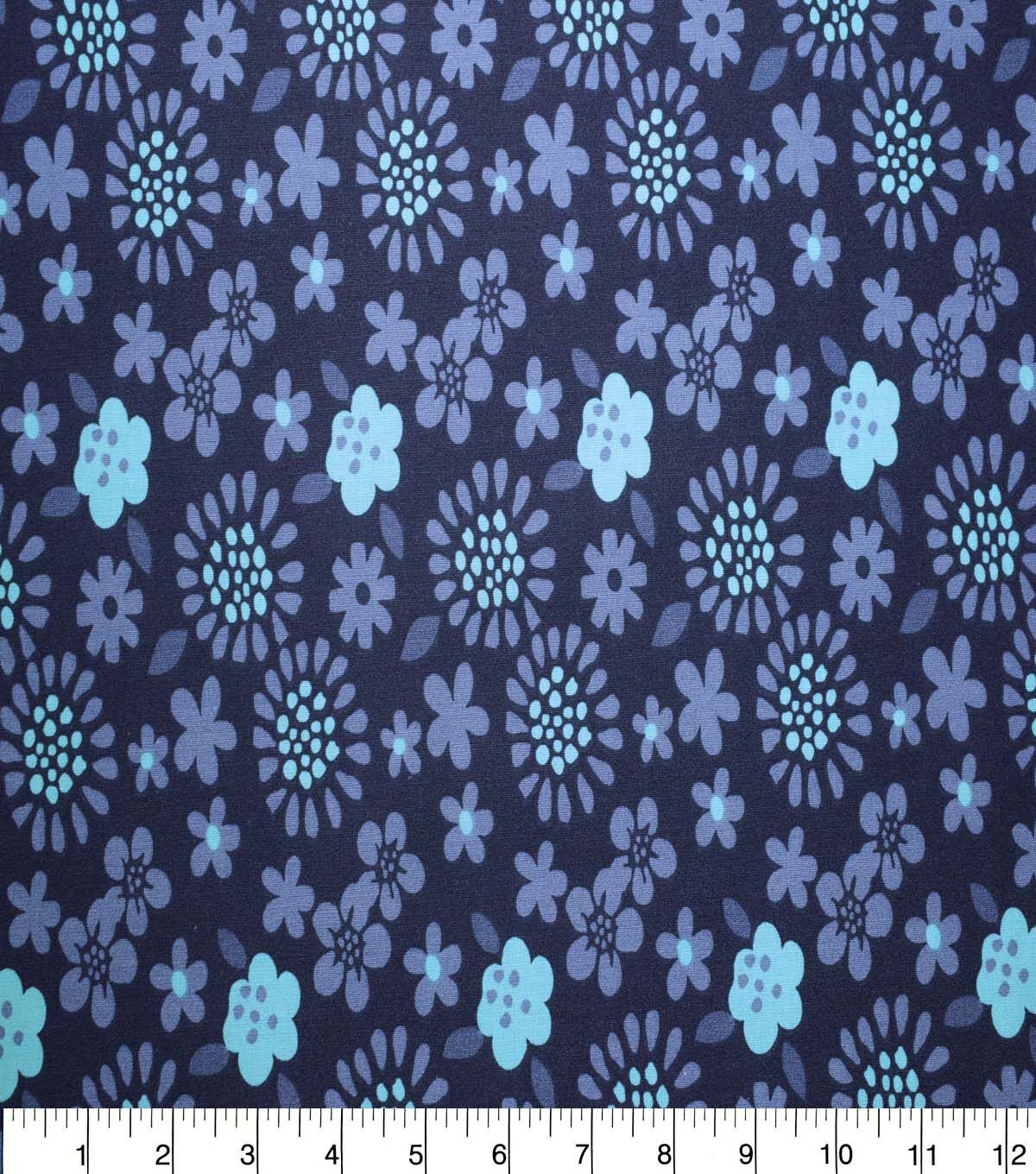 Floral Medallions on Dark Blue Cotton Fabric by Quilter's Showcase