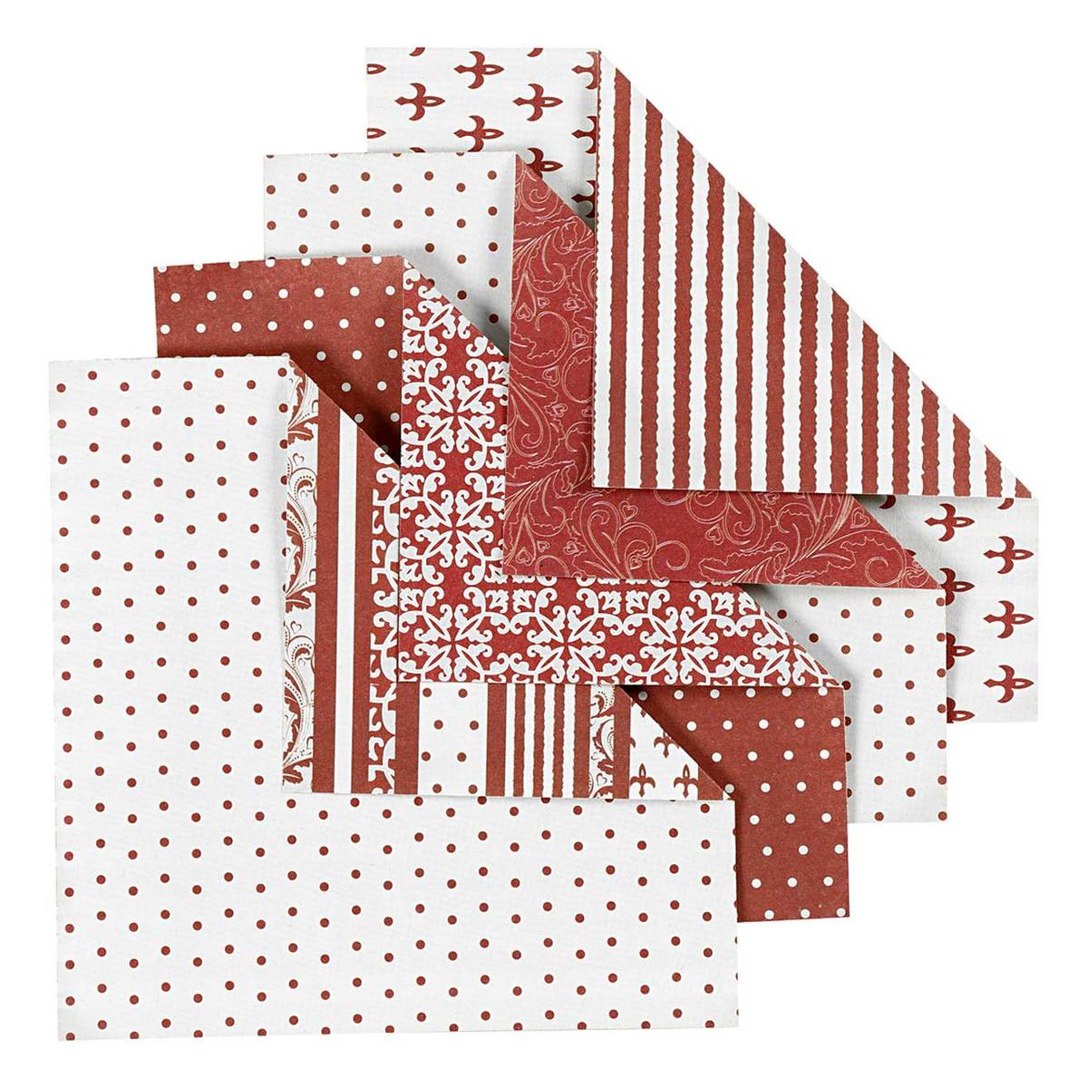 Red and White Origami Paper 10cm 50 Pack