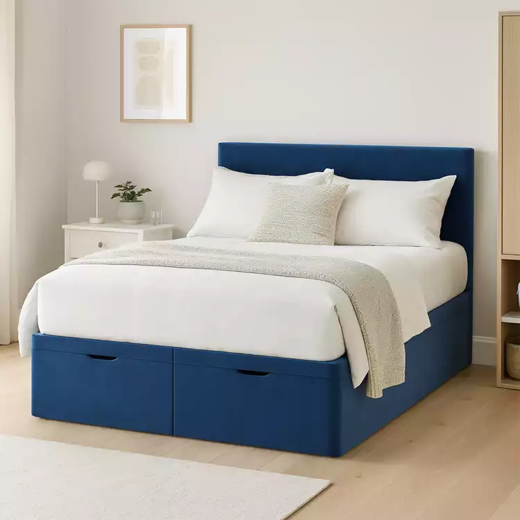 Millbrook Beds Double Fabric End Lift Ottoman Bed - Blue