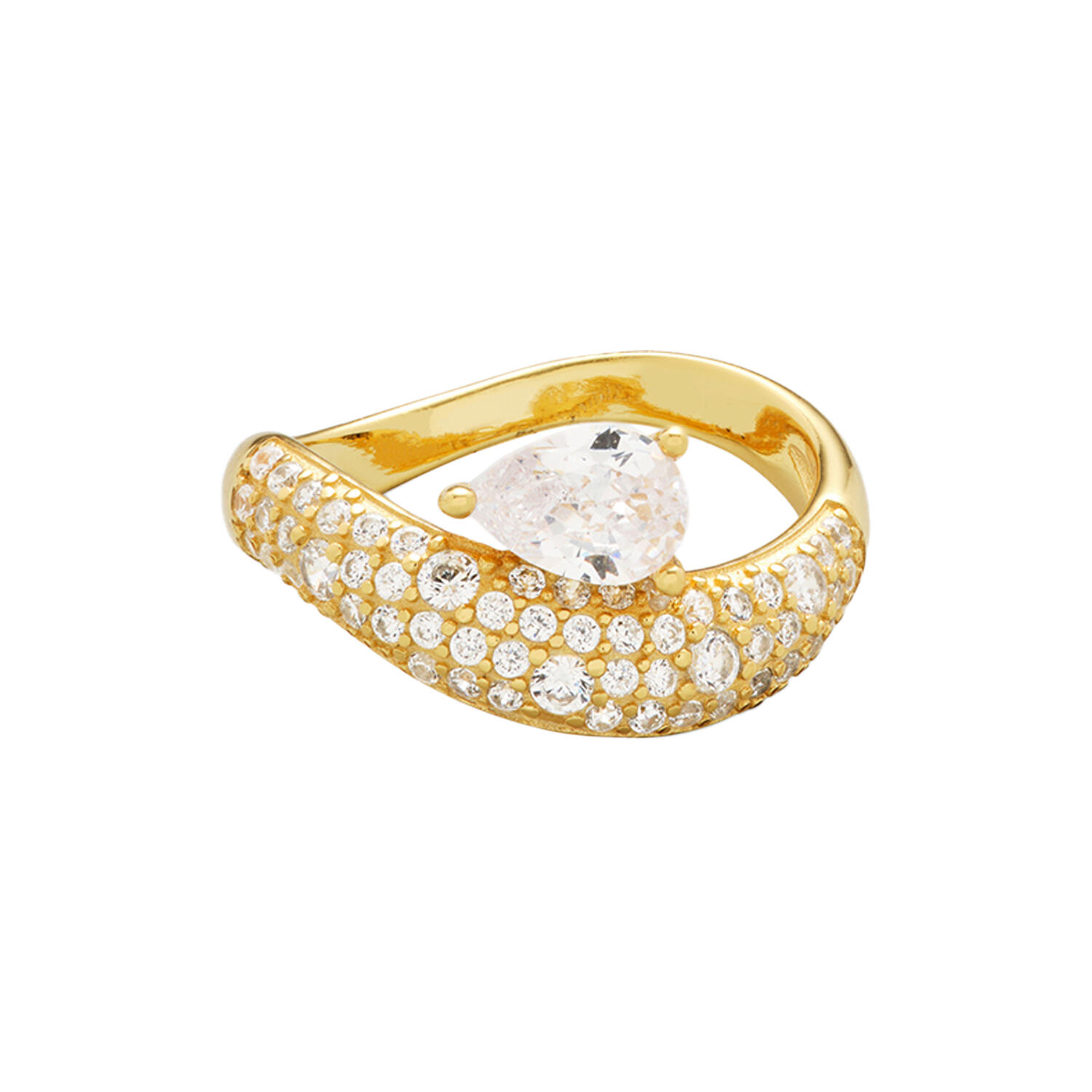 Wave Pear Pave Ring
