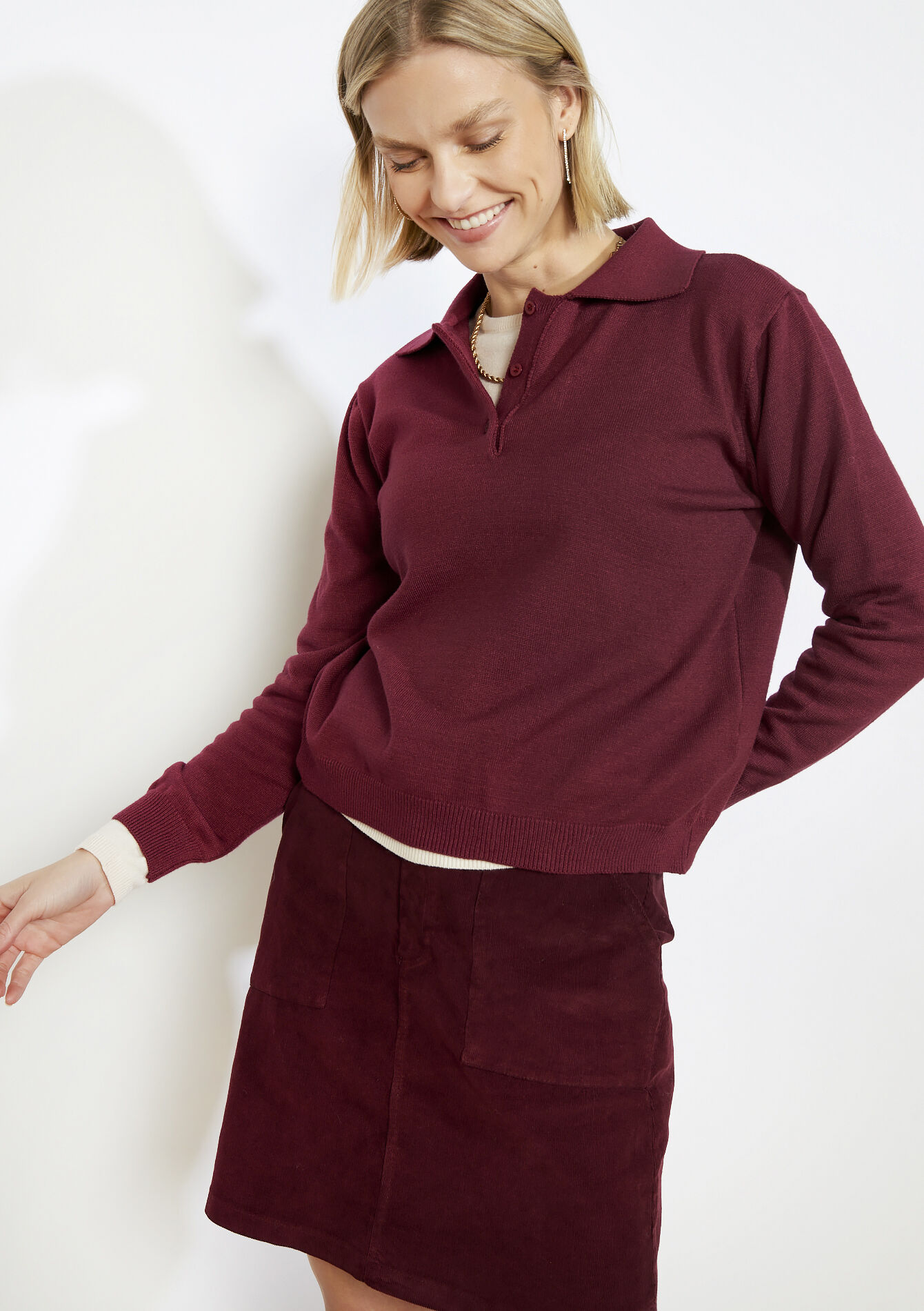 Lichtgebreide effen polotop