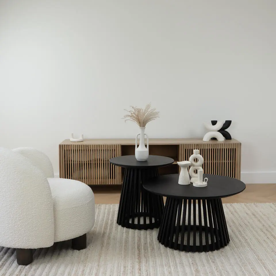 Lewis & Loft Bijzettafel Levi - FSC? mangohout - Rond ?50 - Zwart