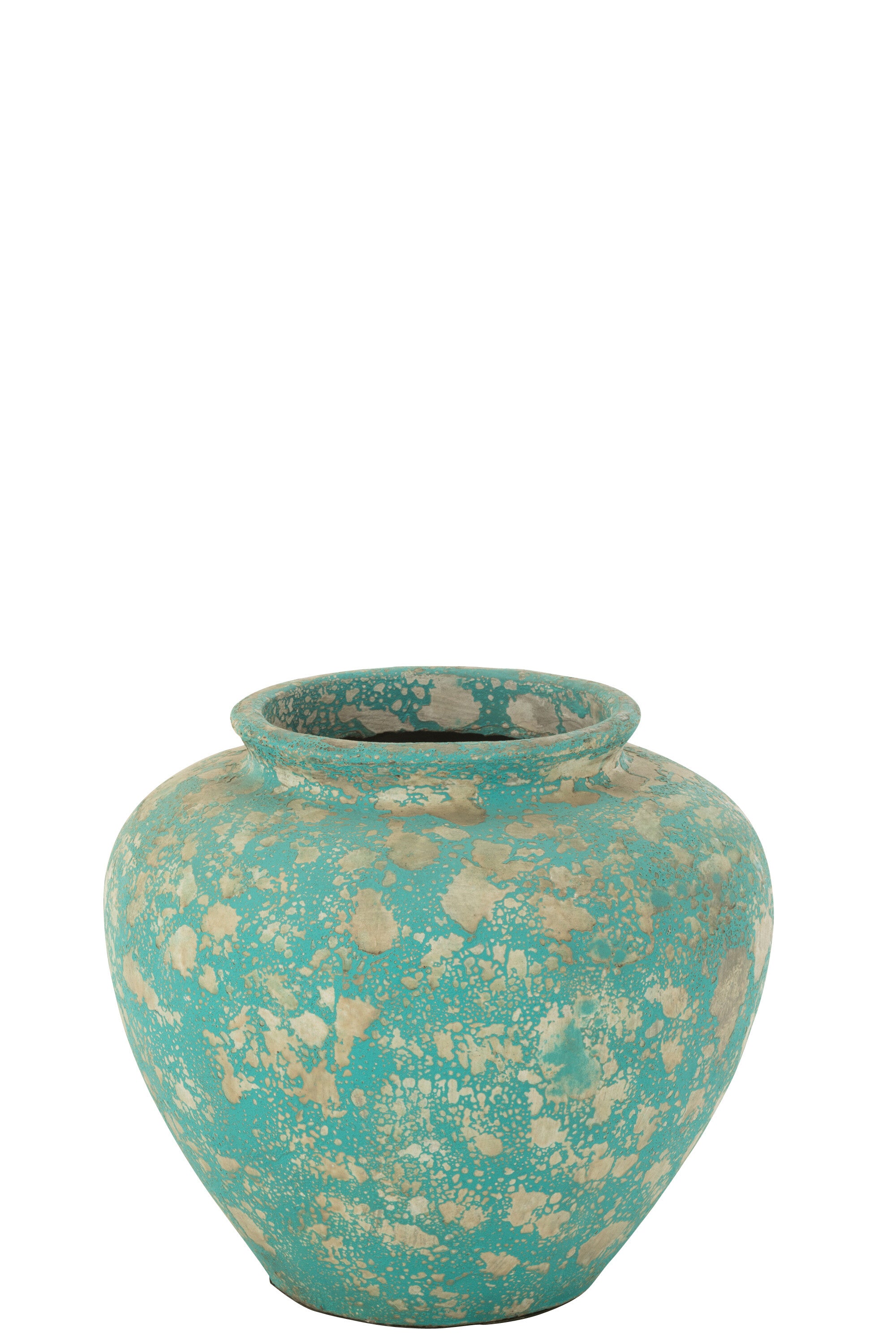 J-Line vaas Pot Antique Rond - cement - azuur - Ø 60 cm
