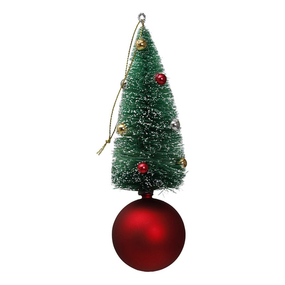 JULETREKULE MED JULETRE 16CM RØD
