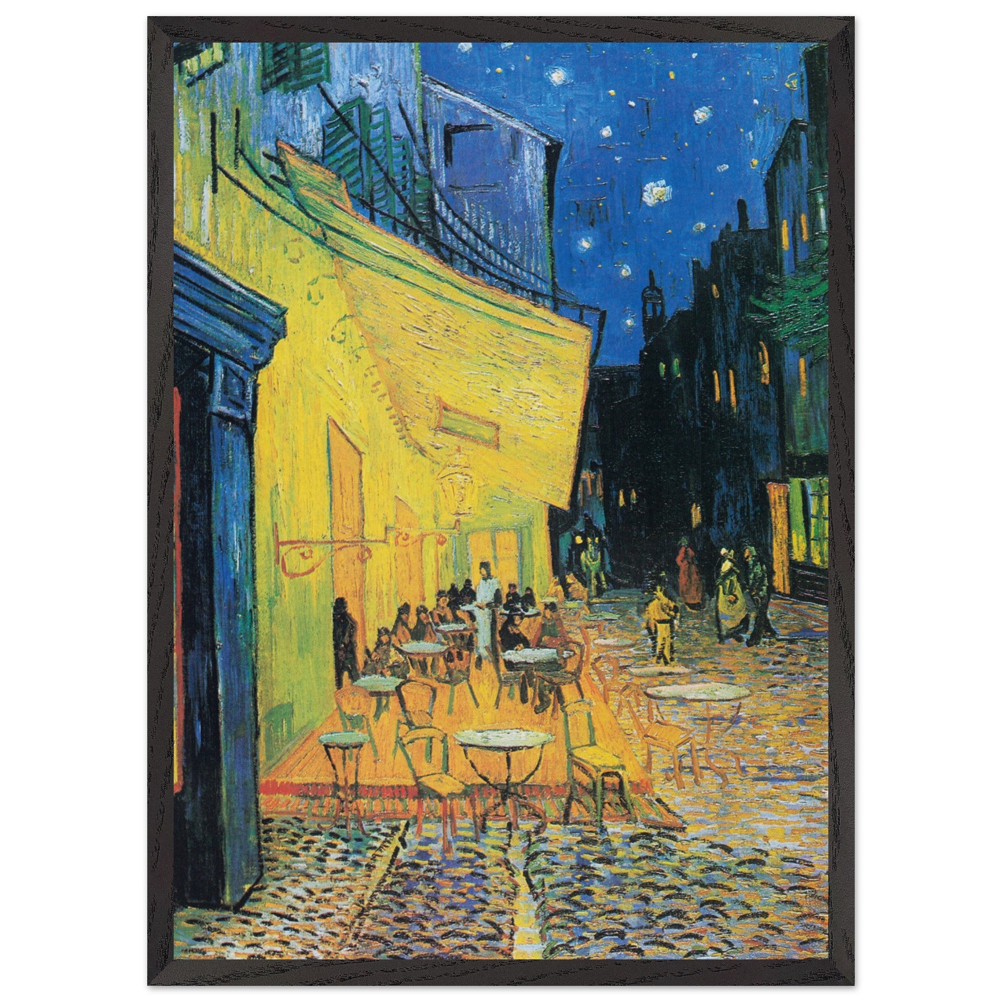 Artfulprints Poster met Lijst Vincent van Gogh - Caféterras bij nacht  - 50x70 cm - Meerkleurig