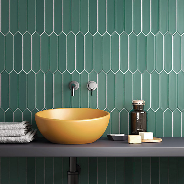 Carrelage mur faience forme navette 5x25 cm mate LANSE VIRIDIAN