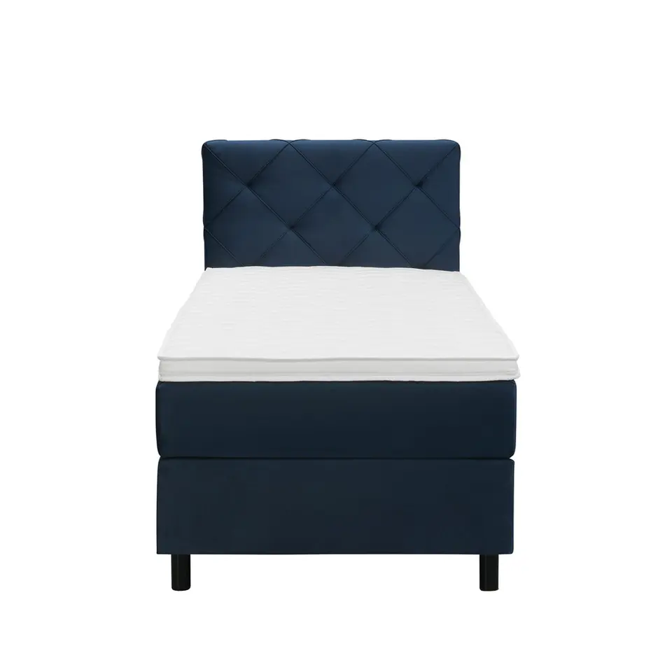 Boxspring Liv geruit - blauw - 90x200 cm - ronde poot