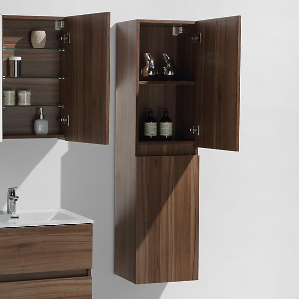 Grande armoire de rangement SIENA hauteur 150 cm noyer